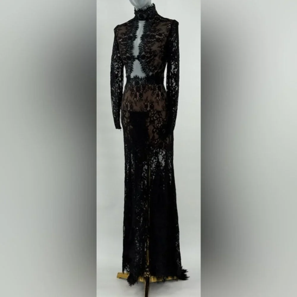 🆕 BRONX & BANCO 🧿 NWOT Eleanor Black Lace Cut Out Gown, Sz XS US 2 - Picture 2 of 16